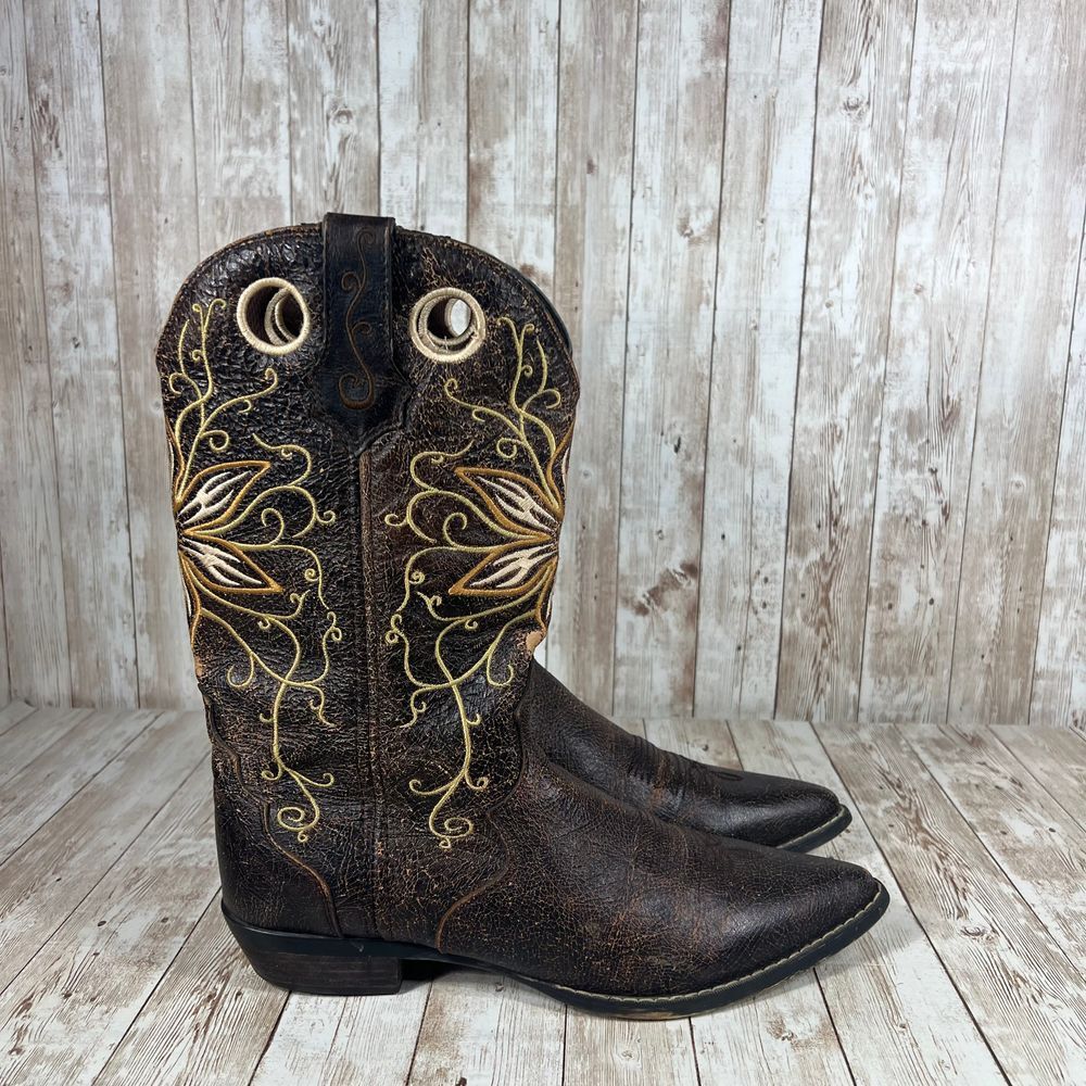 Durango Brown Embroidered Heeled Boots
